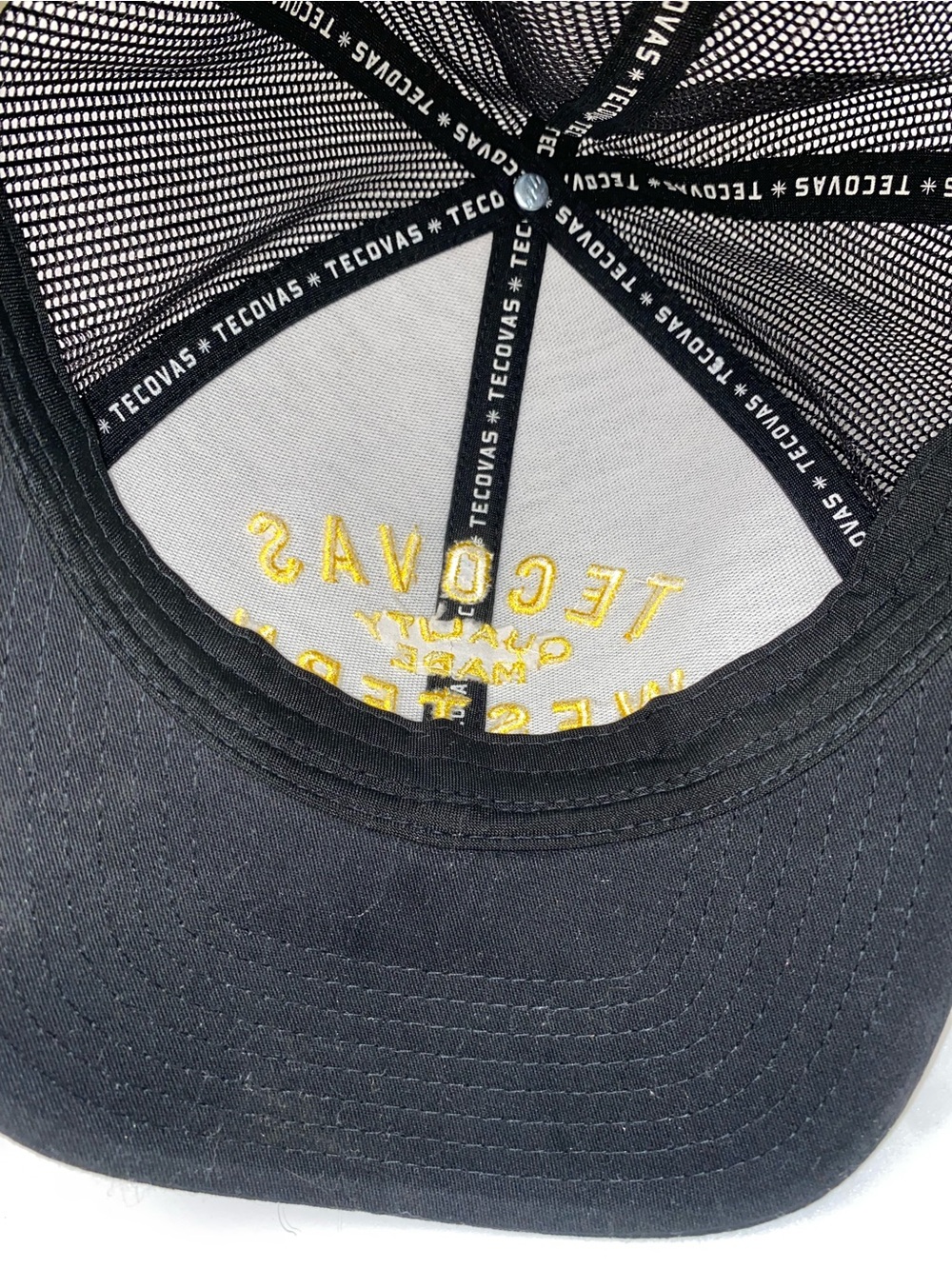 NWOT Tecovas Snap Back Trucker Hat Cap Black Yellow Logo Austin, TX - Picture 4 of 5